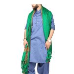 Green Baghdadi Iraqi Style 4 Border Chadder Shawl Dastaar For Men